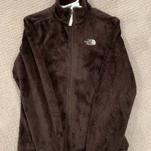 North Face Osita Mock Neck Full Zip Chocolate Brown Fuzzy Fleece Jacket-Size M